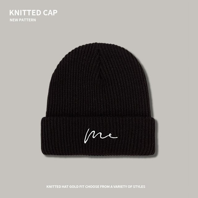 Gorro de punto para hombre, gorro de lana rizada con bordado de cabeza grande, estilo callejero, para niños