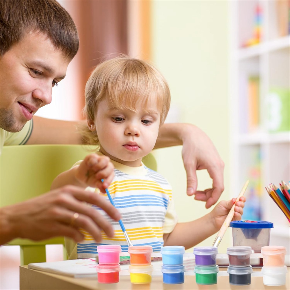 336 Pcs Mini Acrylic Paint Set 24 Set 12 Colors Acrylic Paint Strips 48Pcs Painting Brushes for Kids Adults (3ml)