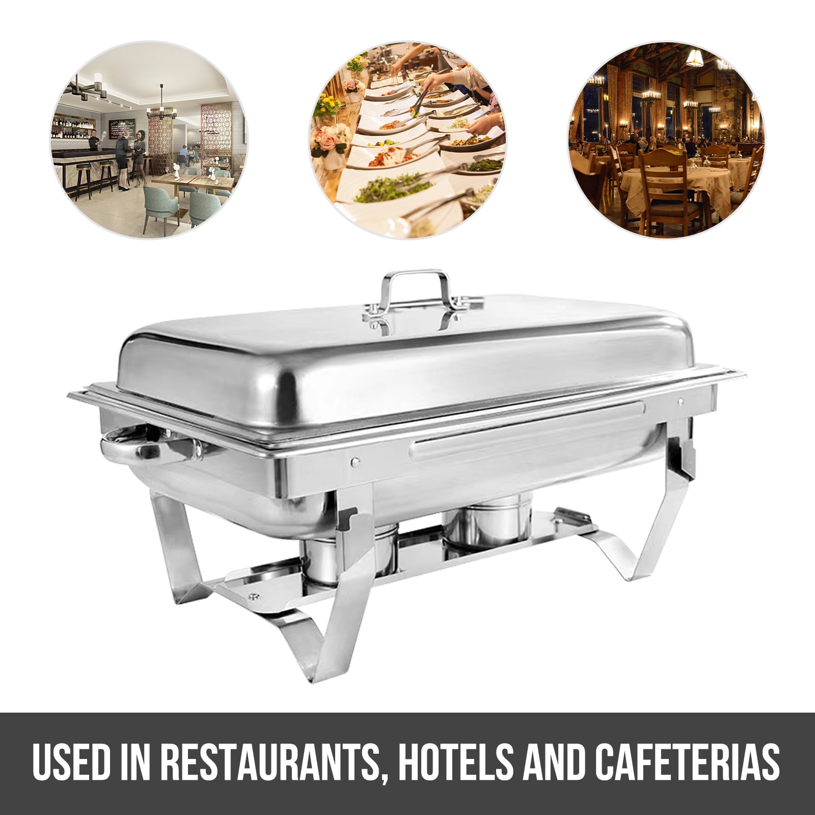 4-Pack Chafing Dish Buffet Set 9L/8Qt. Foldable Rectangular Chafer Set, Stainless Steel Catering Warmer Set W/Full Size Water Pan, Food Pan, Fuel Holder for Parties Cooked Food Insulation