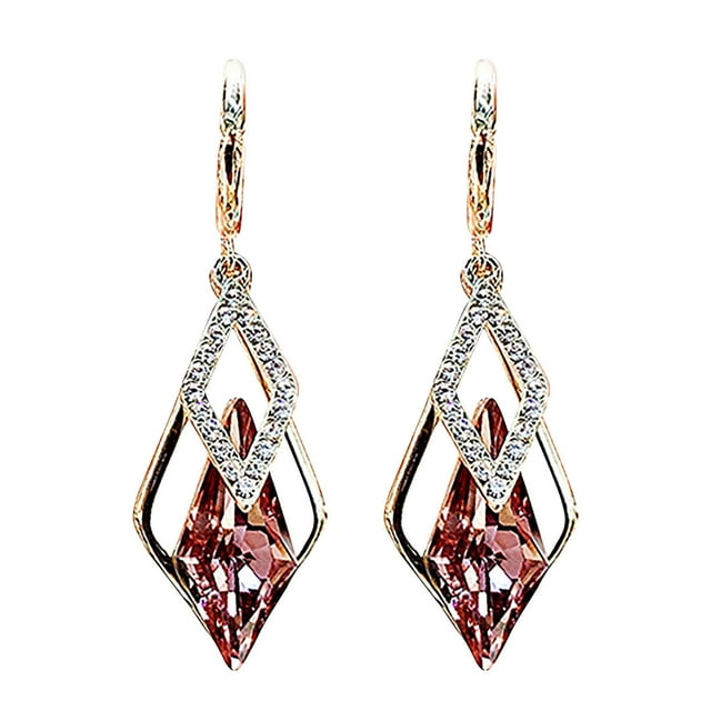 TIMIFIS Boucles d'Oreilles Poudre de Strass Pierre Il de Chat Blanche Pendentif Géométrique Diamant Boucles d'Oreilles Tempérament Oreilles Rouges Cadeau de la Saint-Valentin
