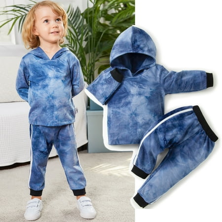 

Gyratedream Toddler Baby Boys 2PCS Tie-Dye Track Suit Outfit Hoodie Jogger Clothes