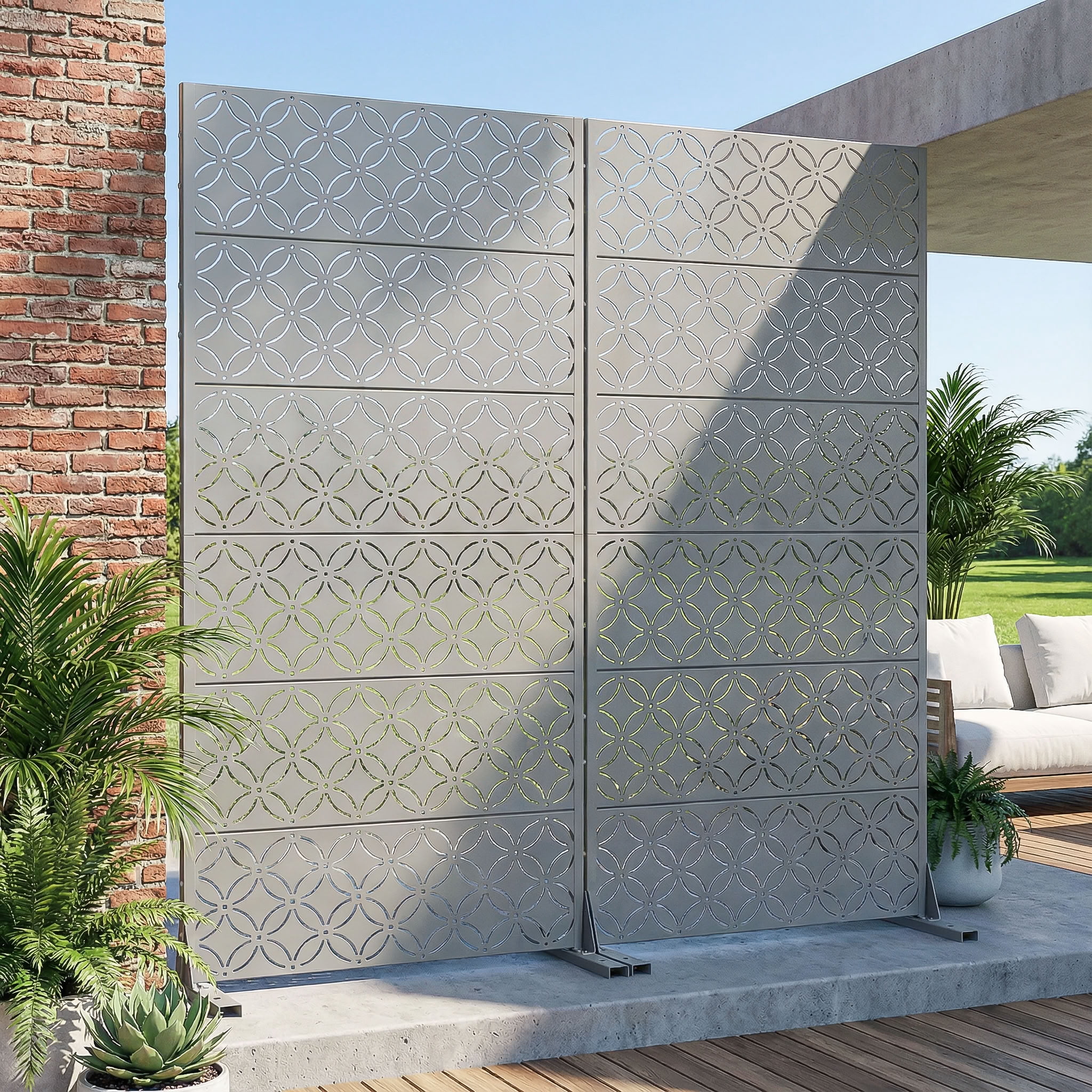 MAYEERTY 72*35in Outdoor Privacy Screen, Apartment Patio Metal Privacy Fence, Privacy Panel for Balcony, Backyard, Garden