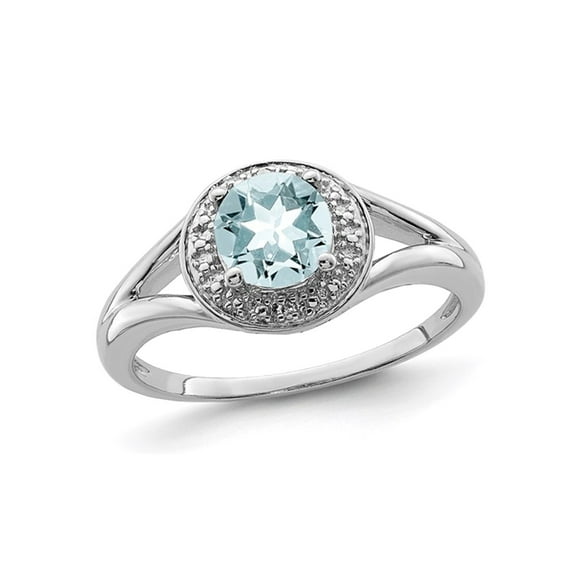 7/10 Carat (Ctw) Aquamarine Ring in Sterling Silver for Women