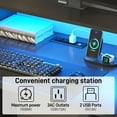 thumbnail image 5 of Blotout 59" Farmhouse Computer Desk with 4 File Drawer & Power Outlet & Led Lights, Rustic Wood Home Office Desk with Long Monitor Stand, Computer Writing Desk, Black, 5 of 10