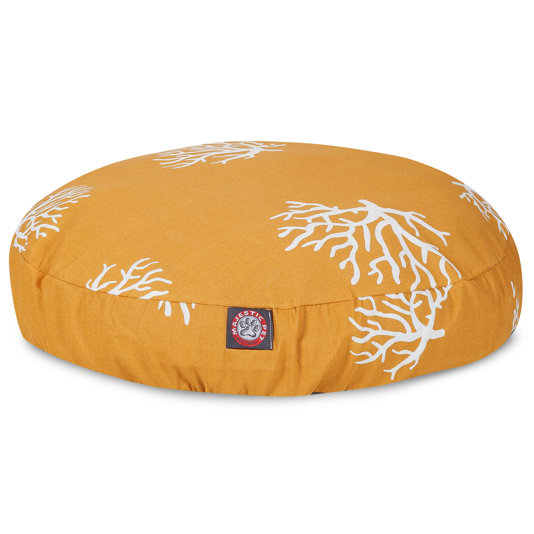 Majestic Pet Coral Round Dog Bed Treated Polyester Removable Cover Yellow Medium 36 x 36 x 5