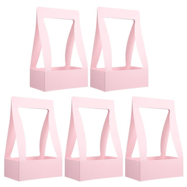 5 cajas de regalo plegables de papel para arreglos florales, ideales para floristerías.