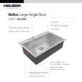 thumbnail image 4 of Houzer Bellus 33 in Stainless Steel Topmount 1-hole Single Bowl Kitchen Sink with Strainer and Grid - BLS-3322, 4 of 7
