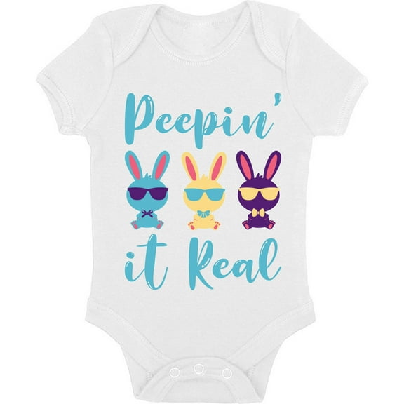 Ugly Easter Bodysuit - Blue Peepin` It Real Graphic Short Sleeve Body for Kids Boys Girls Holiday Easter Outfit