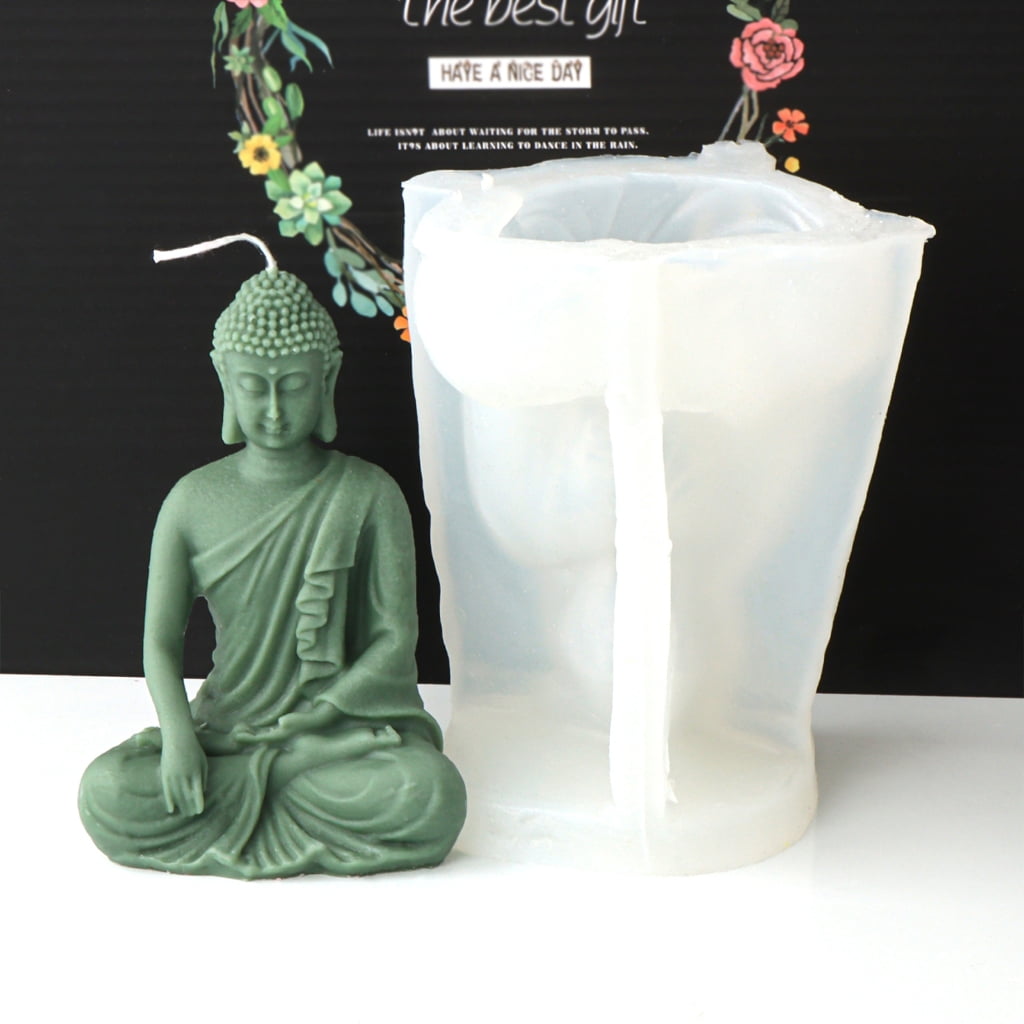 Geemin Buddha Statue Candle Molds 3D Buddha Candle Resin Silicone Moulds for DIY Gypsum Crafts Making Desktop Home Decorations