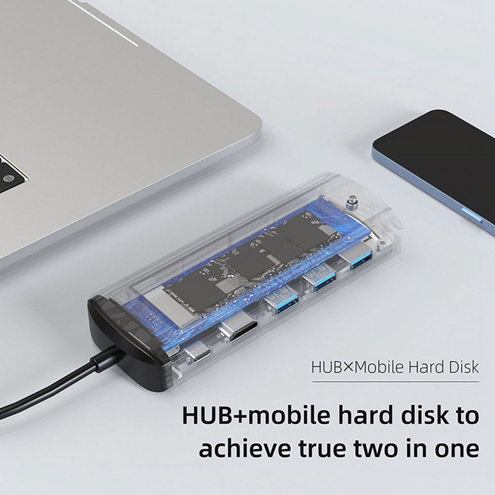 6-In-1 M.2 SSD HUB USB C Docking Station with Disk Storage USB 3.0 Type C to Compatible- Laptop for Laptops