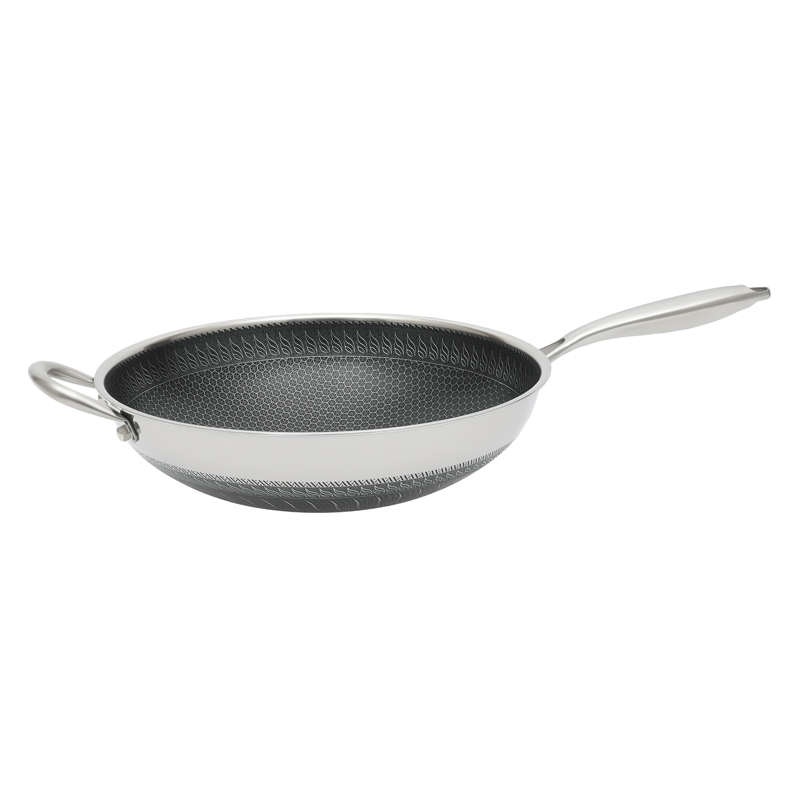 Miumaeov Double Sided Honeycomb Cooking Frying Pan Stainless Steel Non Stick w/ Glass Lid