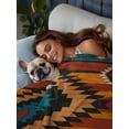 thumbnail image 3 of Aztec Southwest Full Size Flat Sheet, Wrinkleproof & Fadeproof Cooling Flat Bed Sheet Only, Vintage Geometric Farmhouse Art Breathable Soft Bedding Top Sheets 81 x 96 Inches, 3 of 8