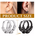 thumbnail image 4 of 12pares Aretes Hombre Mujer Pendientes De Acero Inoxidable NEGRO, 4 of 5