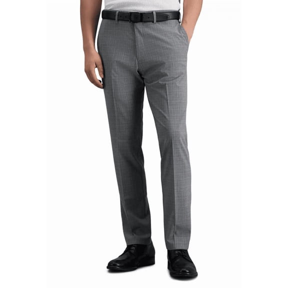Kenneth Cole Mens Slim fit Dress Pants 30 / 32 Charcoal Grey Plaid Stretch