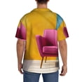 thumbnail image 6 of Picia Bright Pink Chair Men's Linen Shirts Short Sleeve Cuban Beach Shirts Casual Shirts Button Down Shirt for Men Beach Summer Wedding Shirt-X-Large, 6 of 7