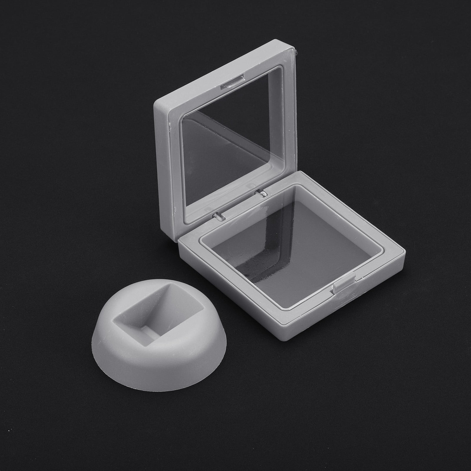 Unique Bargains 4Pcs Floating Frame Display Holder Stand 2.76" x 2.76" x 0.8" Grey