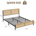 thumbnail image 3 of PIONEERWORKS Natural Queen Size Bed Frame Complete with a Rattan Headboard and Footboard, Boho Queen Mattress Frame, No Box Spring Needed, Noise-Free, Easy Assemble Wooden Bedframe, 3 of 7