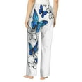 thumbnail image 3 of Xecao Blue Flying Butterflies Women's Straight Lounge Pajama Pants: The Epitome of Relaxed Sleepwear, 3 of 9