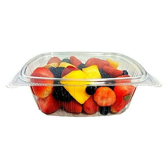 Koda Cup 32 oz. Quart Size RPET Clear Plastic Hinged Lid Deli Meal Prep Fruit Salad Display Food Storage Containers 100% BPA Free  200/Case