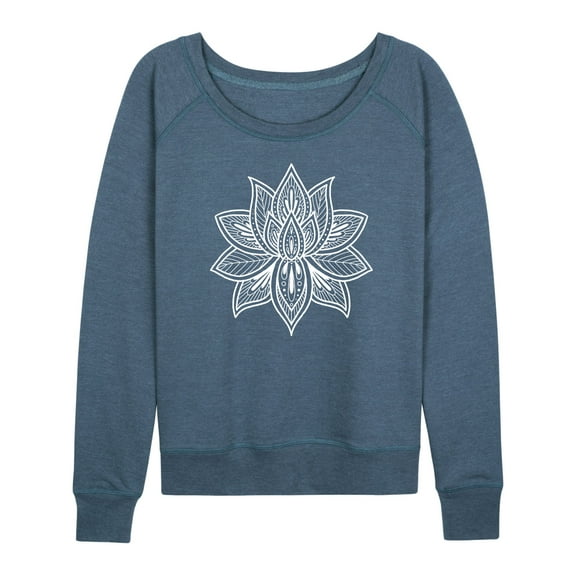 Instant Message - Mandala Lotus White - Ladies French Terry Long Sleeve Shirt