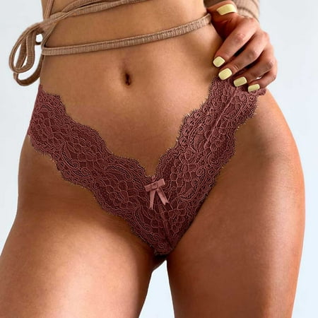 

MRULIC panties for women New Fashion Lace Lingerie Underwear Lace Pants Lace Low Waist Underwear Wine + One size