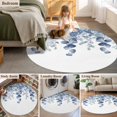 thumbnail image 5 of Blue Teal Botanical Round Area Rug 5 FT, Non Slip Bedroom Rugs, Eucalyptus Leaves Pastoral Floral Washable Soft Circular Carpet Non-Shedding Floor Mat for Kitchen Dining Room Foyer Balcony Dorm, 5 of 8