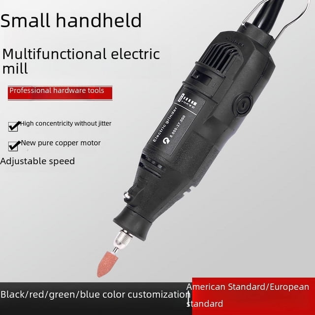 3mm Compact Electric Grinder Kit with Induction Motor - Factory-Adjustable Speed, 250V+ High Voltage, AC/DC Plug-in Power for Precise Electrolysis Grinding Tasks (US 110V Standard Configuration)