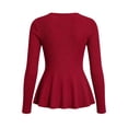 thumbnail image 7 of Aswuknt Women's Fall Winter Ribbed Knit Cardigan Long Sleeve Button Front Peplum Dressy Casual Work Sweater Top, 7 of 7