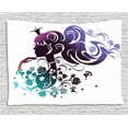 thumbnail image 1 of Princess Tapestry, Abstract Portrait of an Attractive Girl Wearing a Crown and Floral Ornamentations, Wall Hanging for Bedroom Living Room Dorm Decor, 80W X 60L Inches, Multicolor, by Ambesonne, 1 of 2