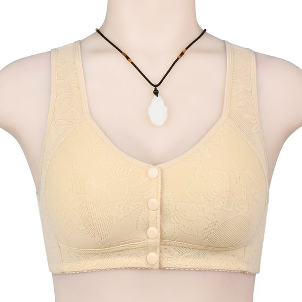  Post Surgery Sports Bra Front Closure Nursing Brassiere  Wireless Adjustable Breastfeeding Bras for Women Older Lady Girl (Color :  Beige, Size : S/Small): Clothing, Shoes & Jewelry