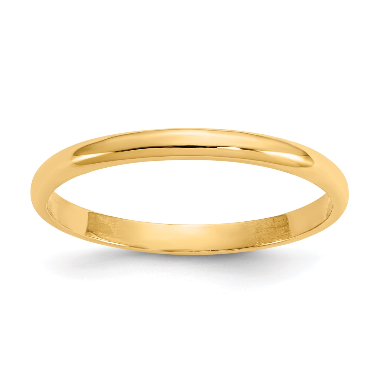 14K Yellow Gold Polished & Ridged Baby Ring Size 2 