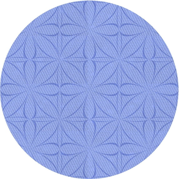 Ahgly Company Machine Washable Indoor Round Transitional Sky Blue Area Rugs, 8' Round