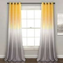 Lush Decor Umbre Fiesta Room Darkening 84" x 52" Solid Yellow Metal Grommets 2-Pc Set Window Panel
