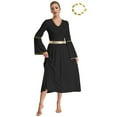 thumbnail image 2 of TiaoBug Womens Ancient Greek Queen Roman Gold Trim Dress Robe with Headwear Black XL, 2 of 7