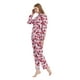 thumbnail image 5 of GLOBAL Conjuntos de Pijamas de Algodón para Mujer, Ropa de Dormir de Manga Larga con Botones, Ropa de Dormir Cómoda, Conjunto de Pijama Suave, Flor Roja Rosa M, 5 of 6
