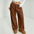 thumbnail image 3 of WULMLEO Women's Wide Leg Sweatpants with Front Seam Detail Elastic Drawstring High Waist Loose Casual Pants with Pockets Coffee 2XL, 3 of 6