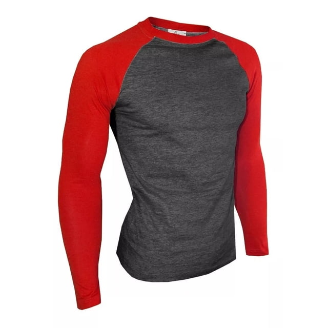 Playera Manga Ranglan Manga Larga Cuerpo Color Gris Oxford