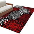 thumbnail image 2 of Floral Pattern Washable Area Rugs 4'x6', Outline White Red Chrysanthemum Graphic Low Pile Throw Living Room Rug Non-Slip Sturdy Edge Binding Carpet for Indoor Entryway Bedside Kitchen, 2 of 9