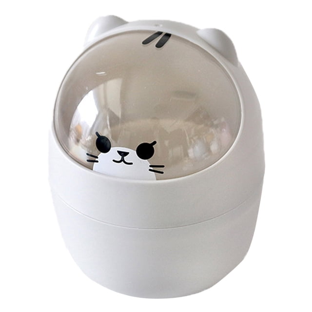 Cute Desktop Can Small Garbage Can With Flip Lid Cute Mini Desk Waste Portable Tabletop Dustbin Cartoon Animal Rubbish Storage For Kitchen Bedroom Desk Ca