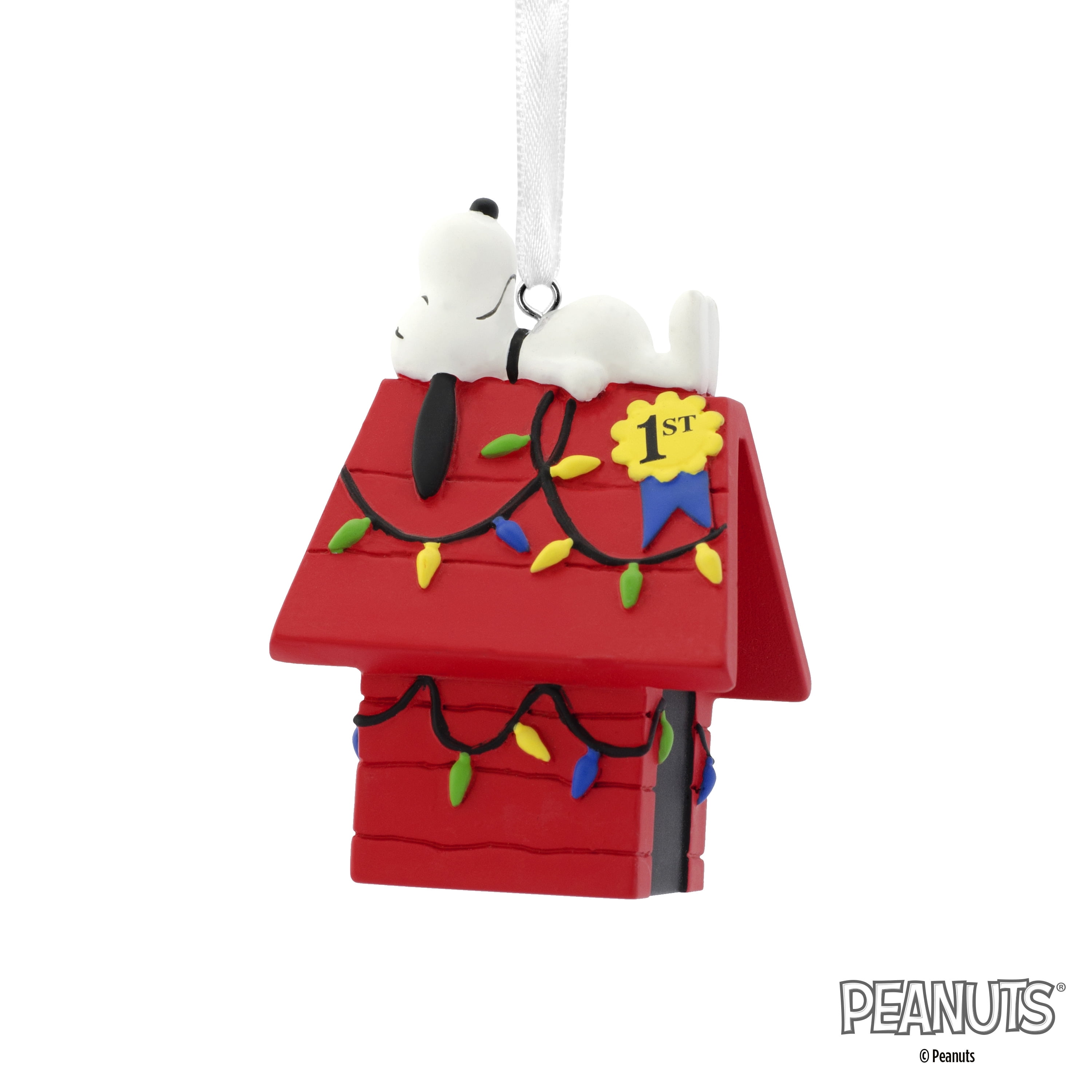 Hallmark Peanuts Snoopy On Decorated Dog House Christmas Ornaments Walmart Com Walmart Com