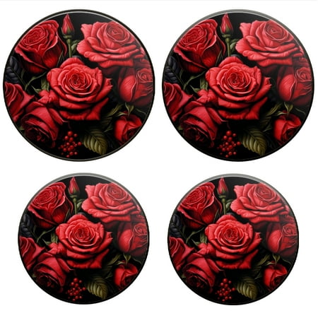 

BaHomeck Electric Stove Burner Covers Set of 4 Round Metal Gas Stove Burner Covers 8 Inch and 10 Inch Kitchen Decor Bouquet Of Red Roses With Dew Drops On The Petals Against Black Background