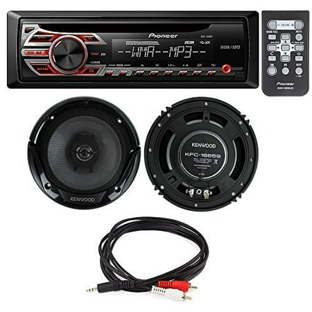 Pioneer DEH-150MP Single DIN Car Stereo With MP3 Playback+ Kenwood KFC-1665S 6.5