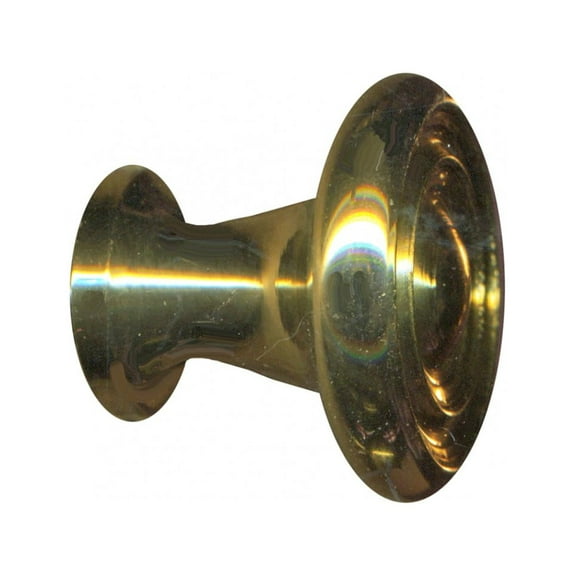 Bright Brass Drawer Door Knobs 1" Dia. x 1" H Round Spooled Doorknobs for Kitchen Cabinet, Dresser, Wardrobe, Medicine Chest w/Screws Renovators Supply