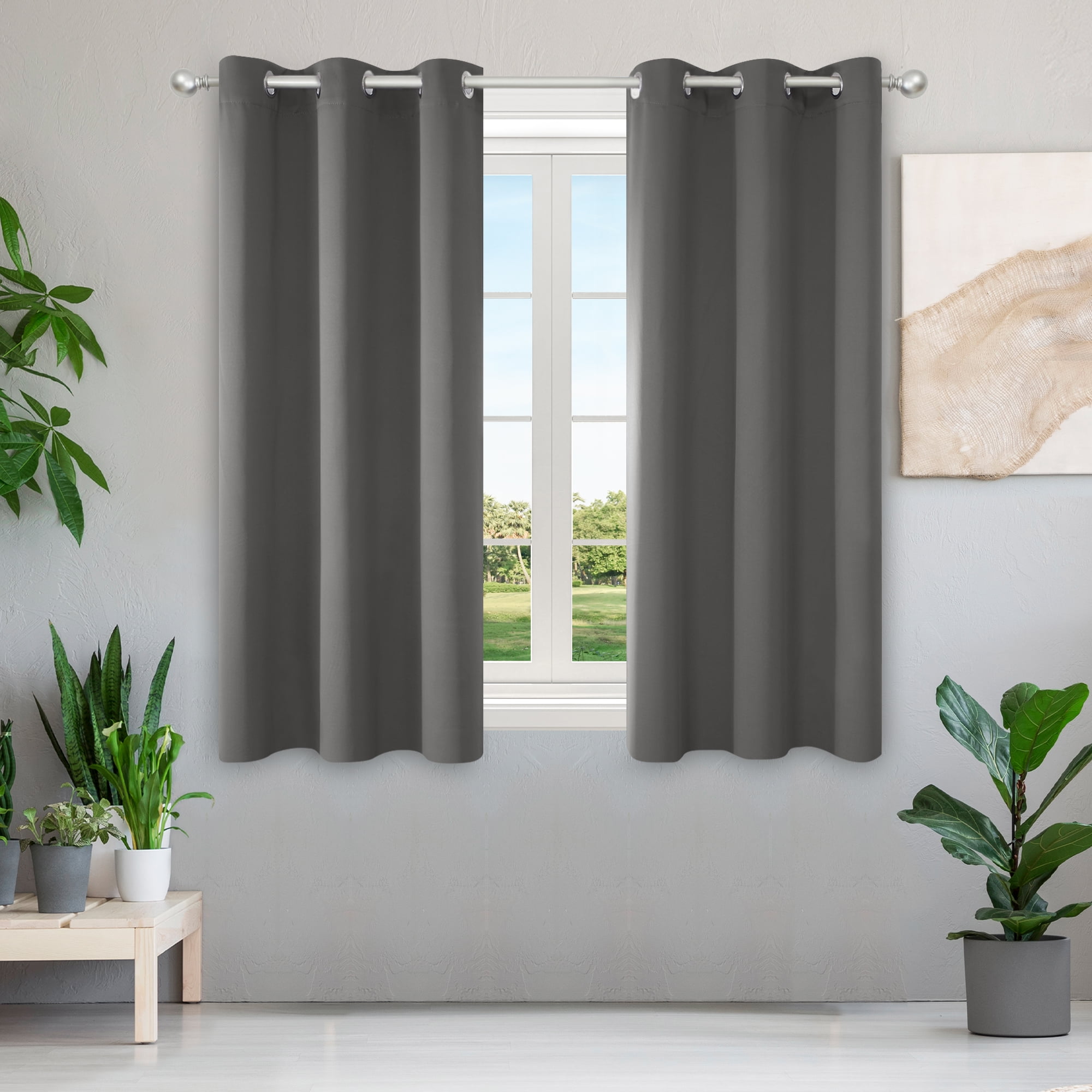 Deconovo Thermal Insulated Curtain Grommet Short Blackout Curtains for Kitchen Windows (Light