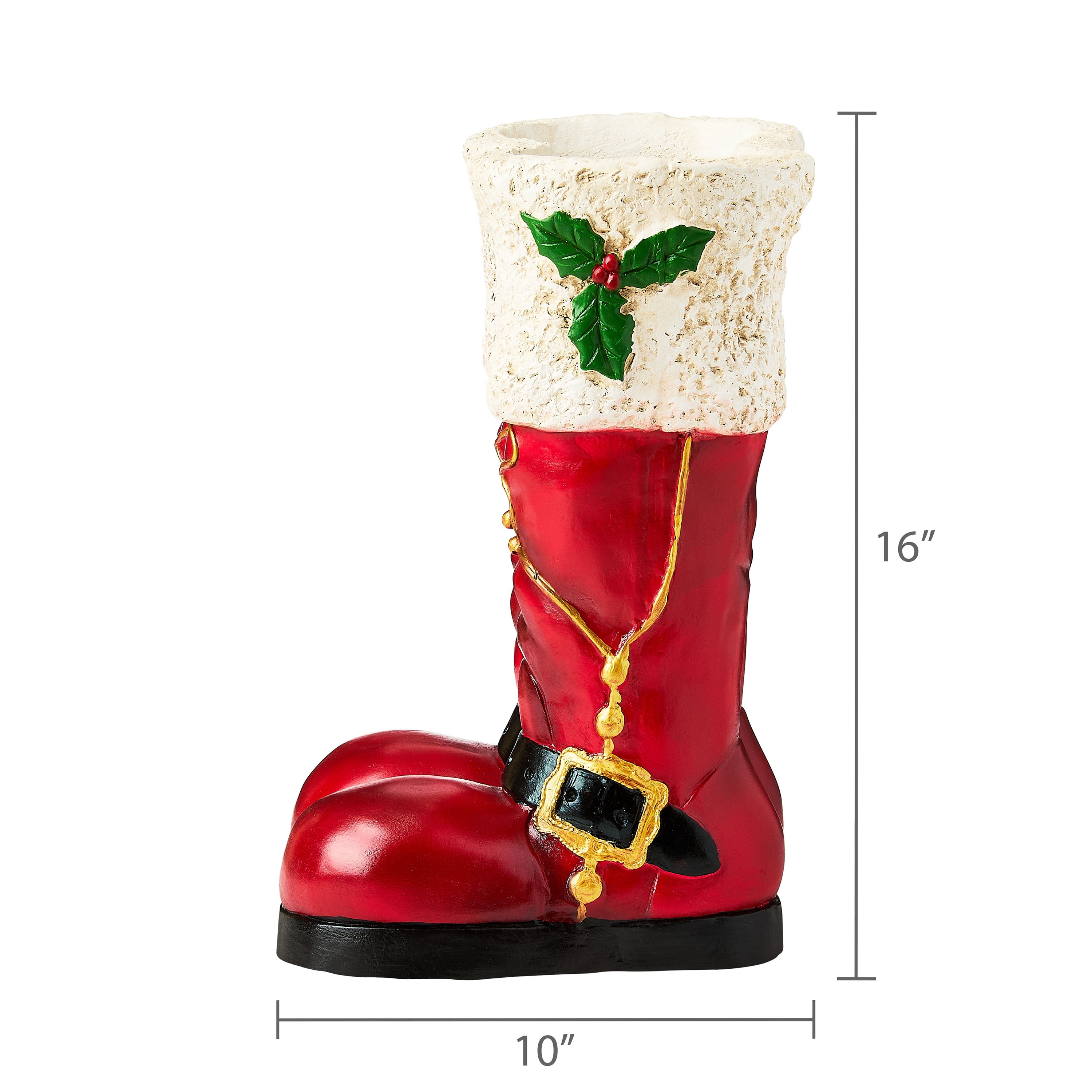 Santa's Boots Christmas Indoor/Outdoor Decoration, Red and White, 16", by Holiday Time
