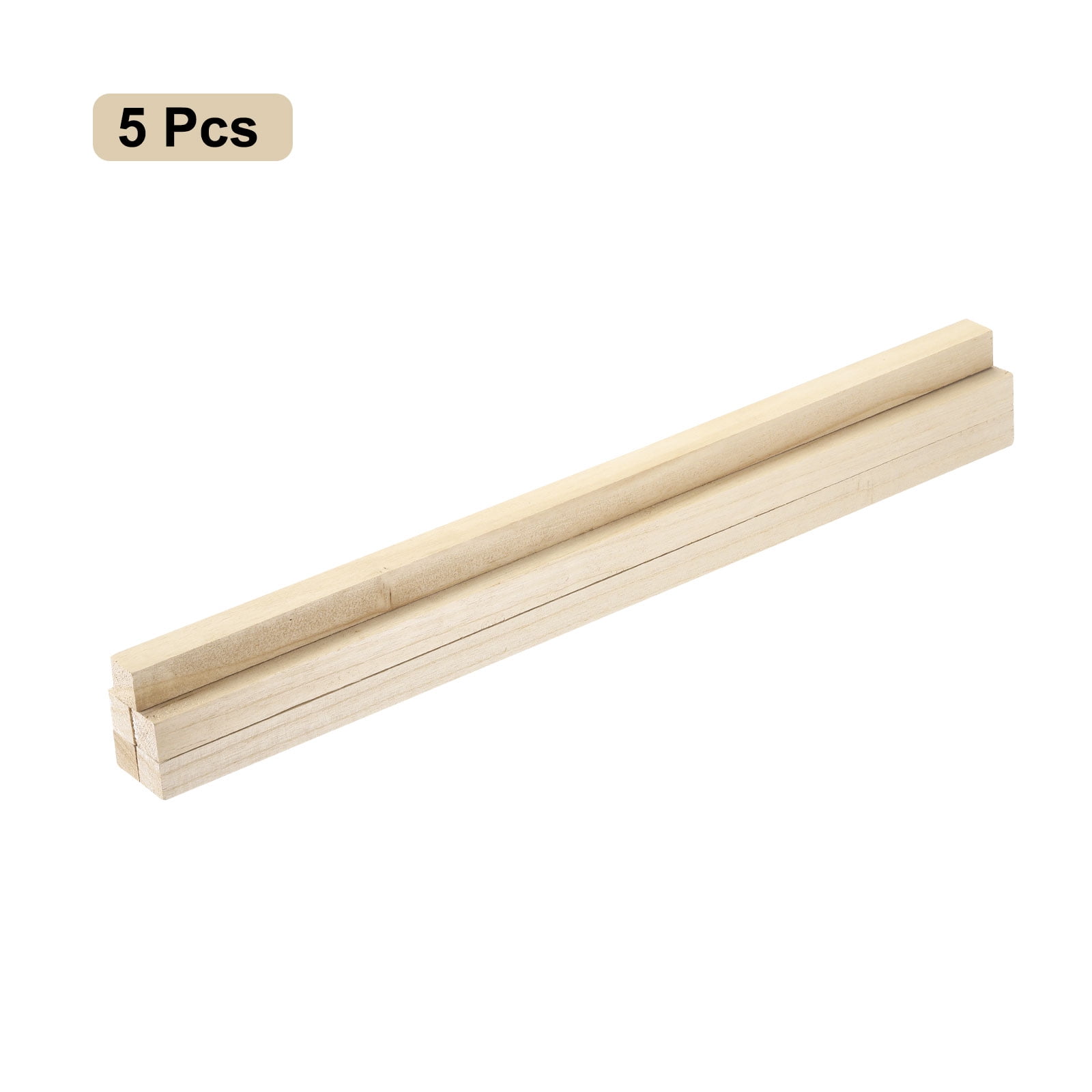 Square Wooden Sticks, 20"x0.8"x0.8" Dowel Rod Unfinished Hardwood Stick Craft Twigs Log Stick for DIY Crafts 5pcs