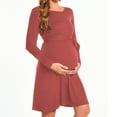 Bearsland Women’s Maternity Midi Dress Long Sleeve Casual Stretchy