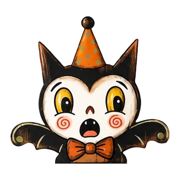 Halloween Vintage Retro Mini Wooden Figurine Set, Cute Cartoon Ghost Owl Bat Cat Pumpkin Skull Tabletop Statues, Fall Harvest Tiered Tray Mantel Decor & Holiday Novelty Gift