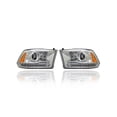 thumbnail image 1 of Headlight - Compatible/Replacement for '16-22 RAM Pickup 1500/Classic, 16-18 2500/3500 - Halogen, Projector Chrome Interior - Pair, Left Driver + Right Passenger Set - 68324940AD, 68324941AD, 1 of 2