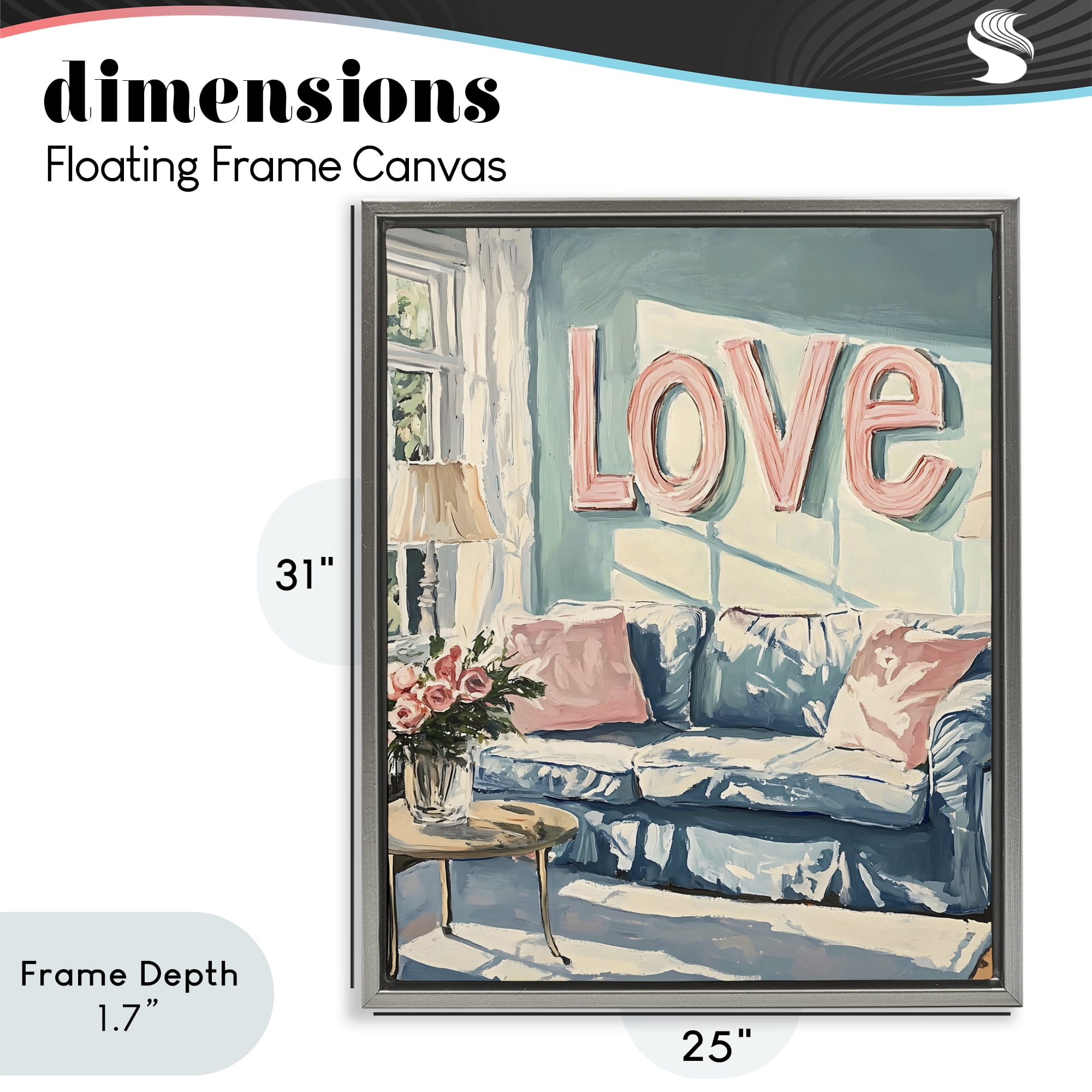 Stupell Industries Love Letters Above Cozy Couch Gray Framed Floater Canvas Wall Art, design by The Prints Vibe